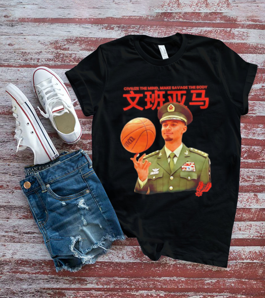 Victor Wembanyama SA Spurs Civilize The Mind Make Savage The Body Basketball Uniform T-Shirt