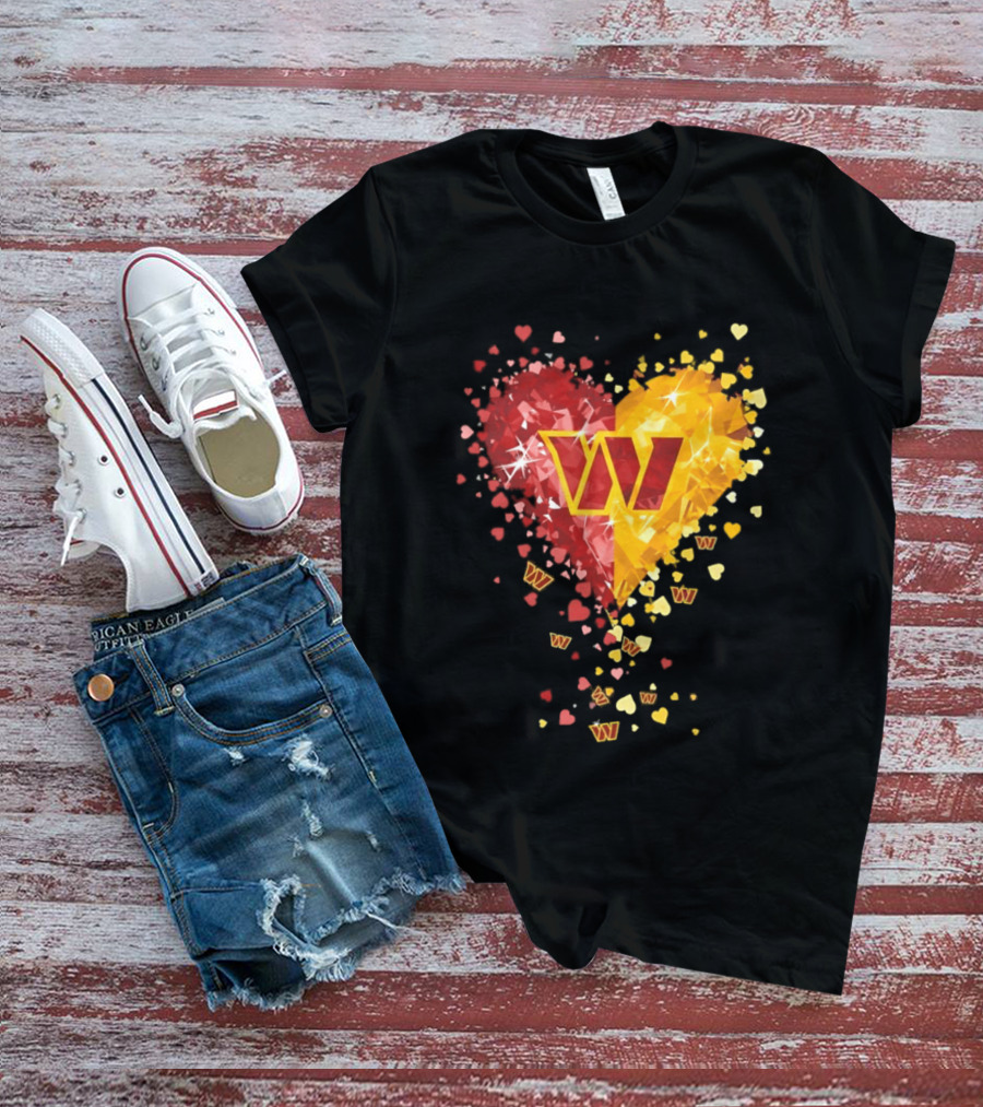 Washington Commanders Heart W Crystalized Chevron Burst T-Shirt