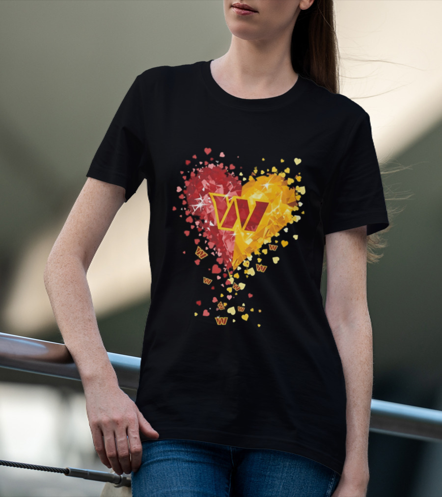 Washington Commanders Heart W Crystalized Chevron Burst T-Shirt