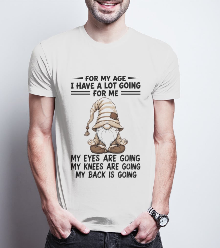 For My Age I Have A Lot Going For Me My Eyes Are Going My Knees Are Going My Back Is Going Gnome T-Shirt