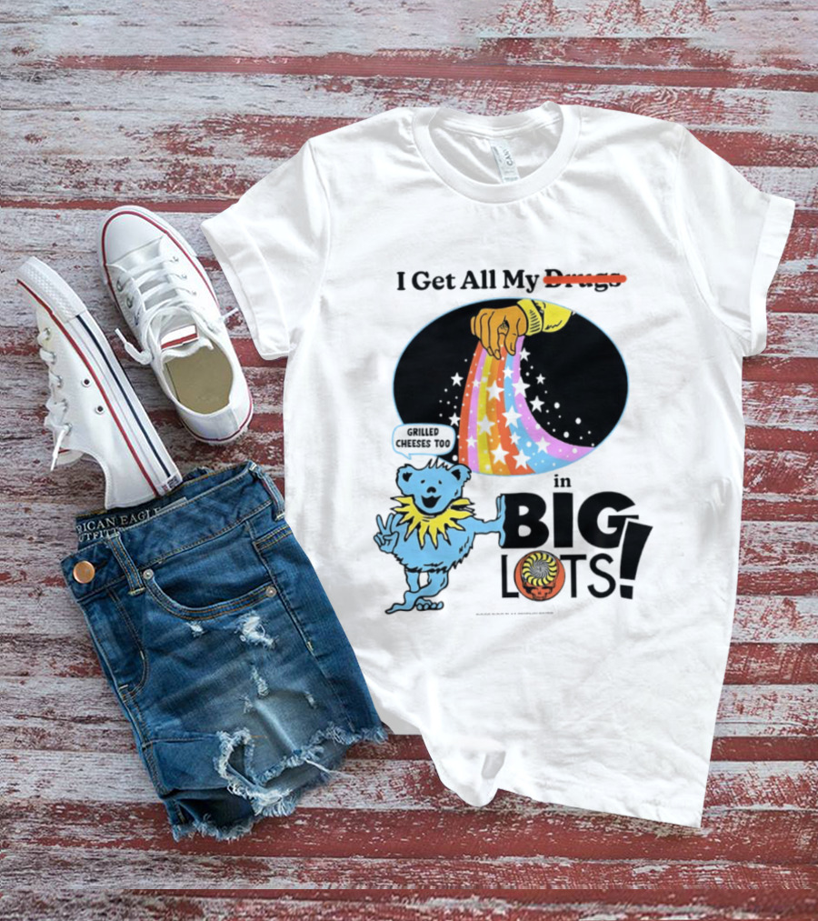 Big Lots Grilled Cheeses Too Grateful Dead Bear Rainbow Stars T-Shirt
