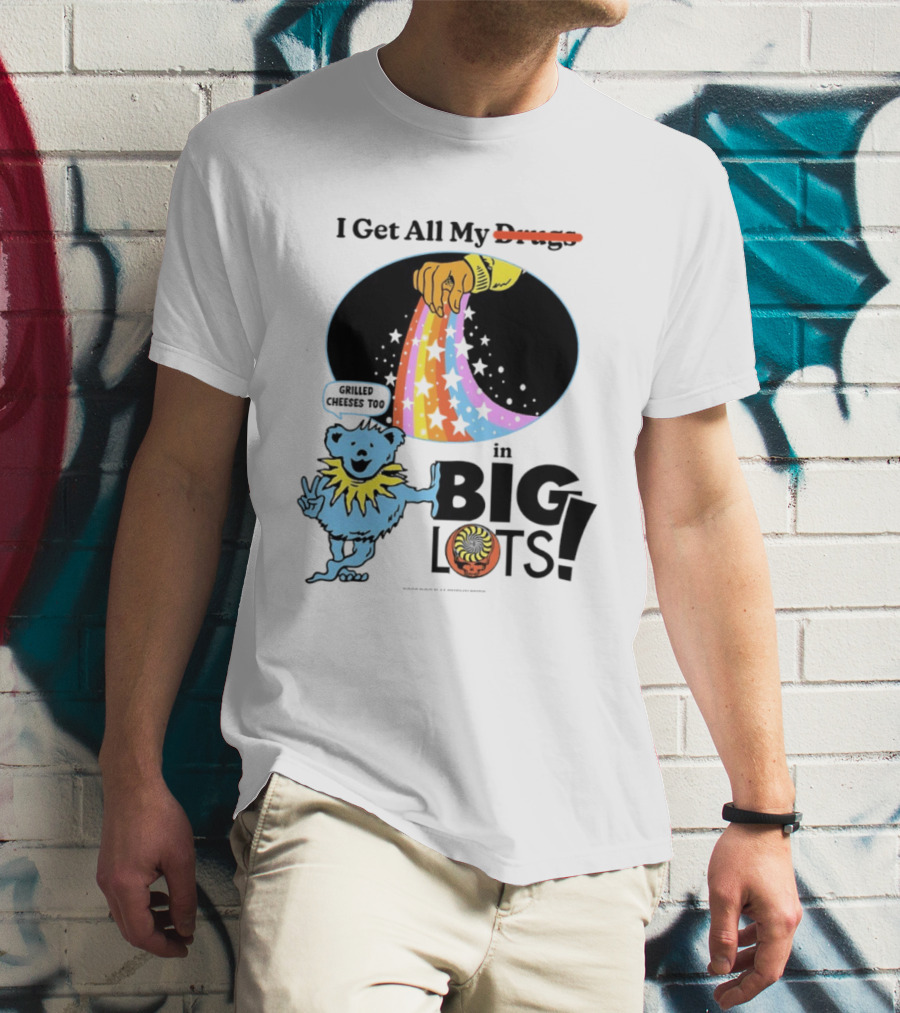 Big Lots Grilled Cheeses Too Grateful Dead Bear Rainbow Stars T-Shirt