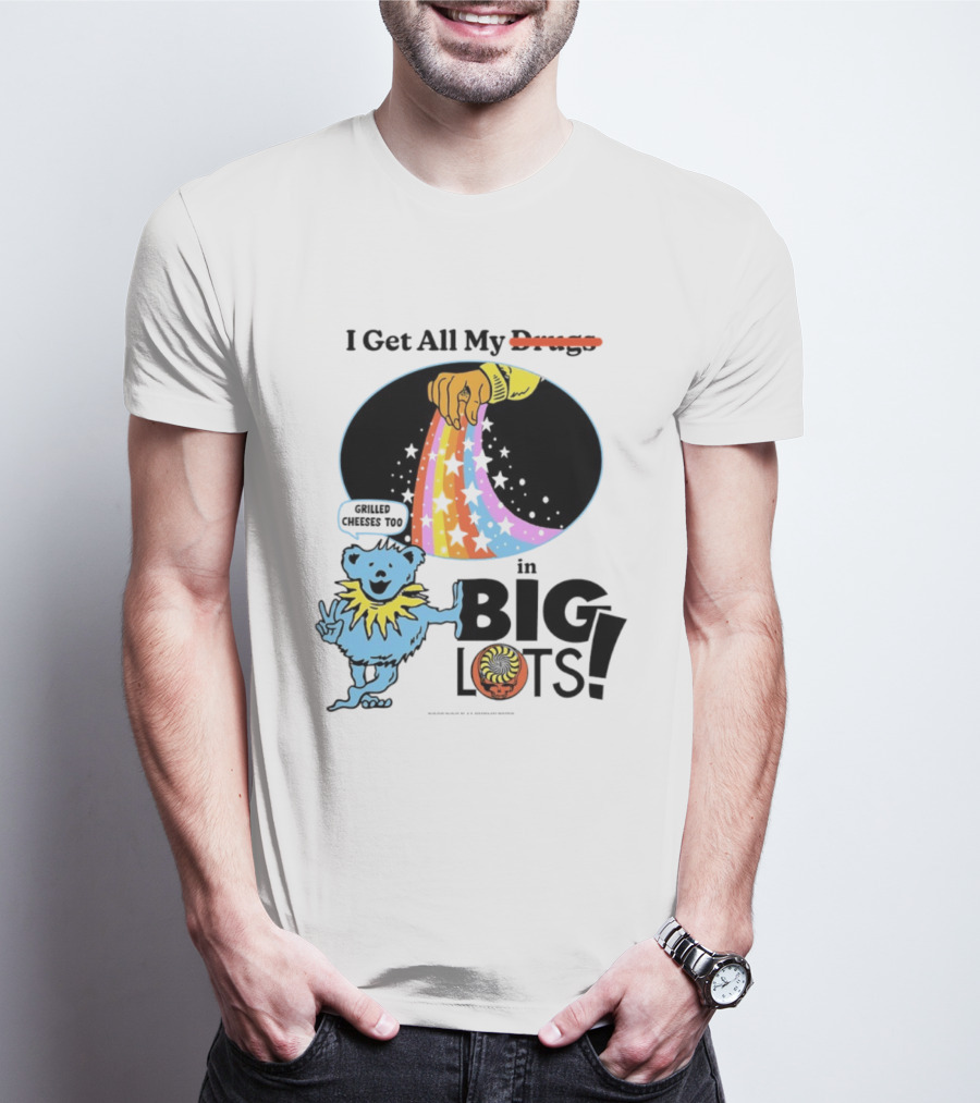 Big Lots Grilled Cheeses Too Grateful Dead Bear Rainbow Stars T-Shirt