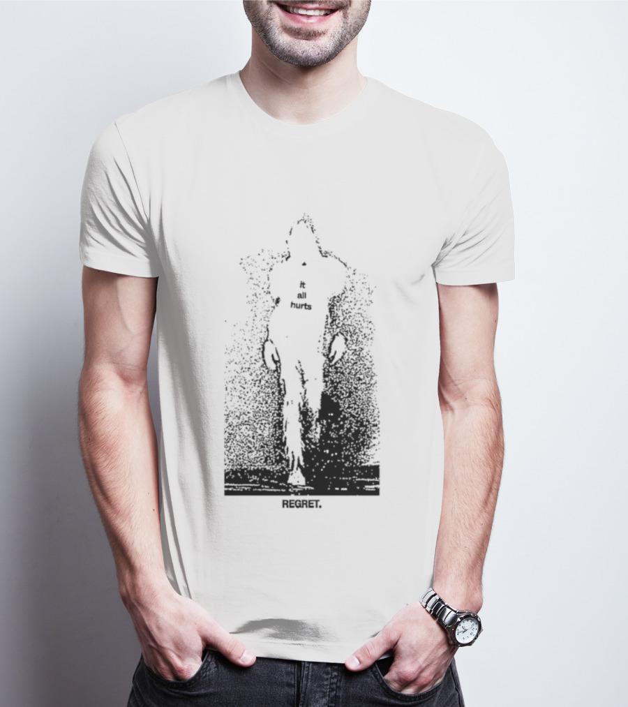 It All Hurts Regret Sadness Existential Skeleton Ghostly Figure T-Shirt