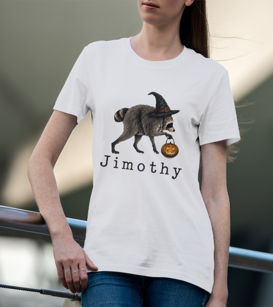 Jimothy Raccoon Witch Hat Pumpkin Halloween T-Shirt