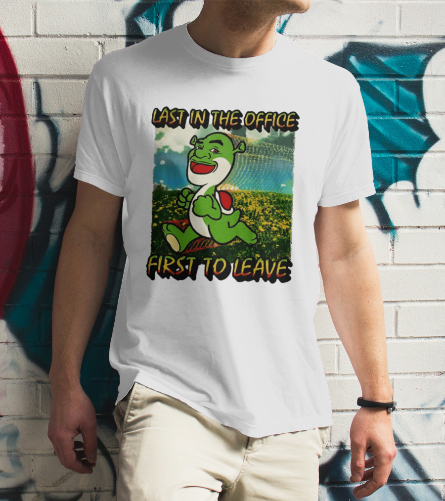 Last In The Office First To Leave Shrek Yoshi Humor T-Shirt