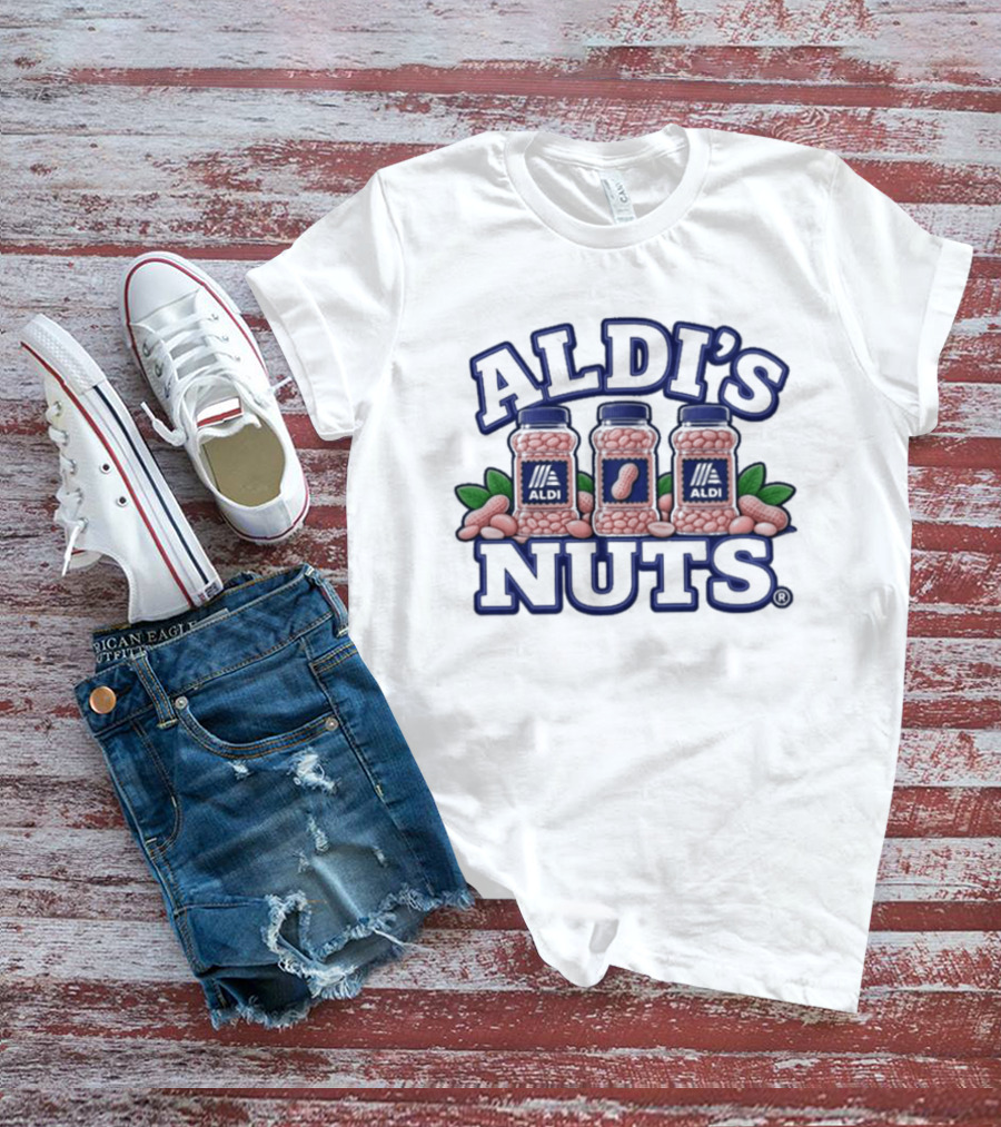 Aldi's Nuts Peanut Jars With Leaves T-Shirt