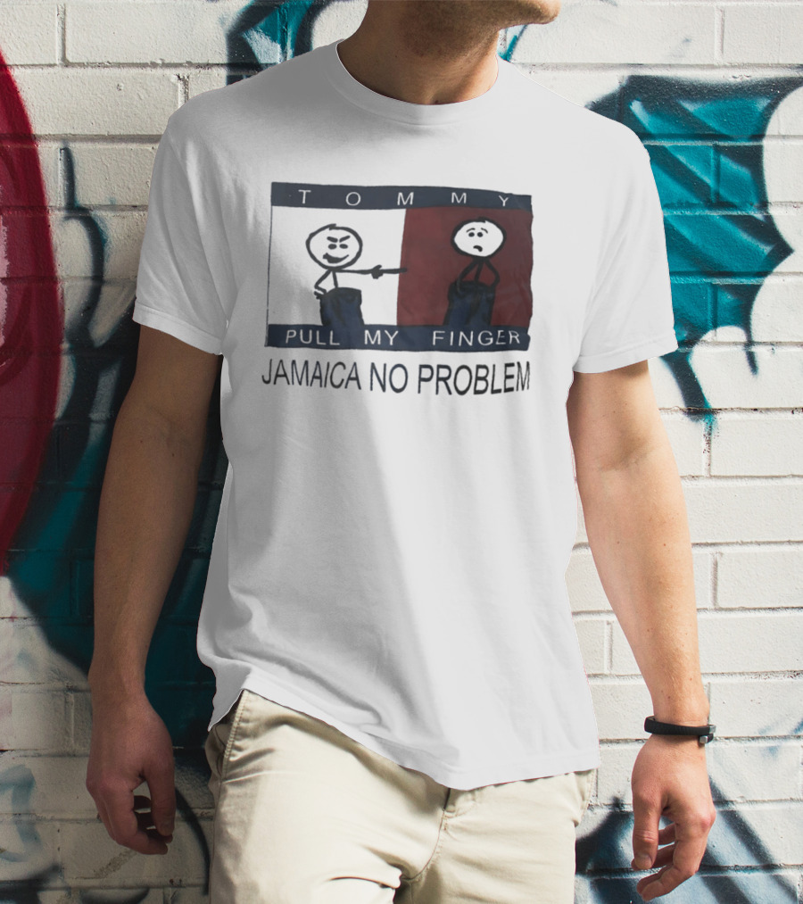 Tommy Pull My Finger Jamaica No Problem Stick Figure Comedy T-Shirt