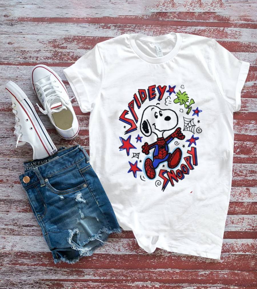 Spidey Snoopy Woodstock 2026 Crossover With Stars And Webs T-Shirt