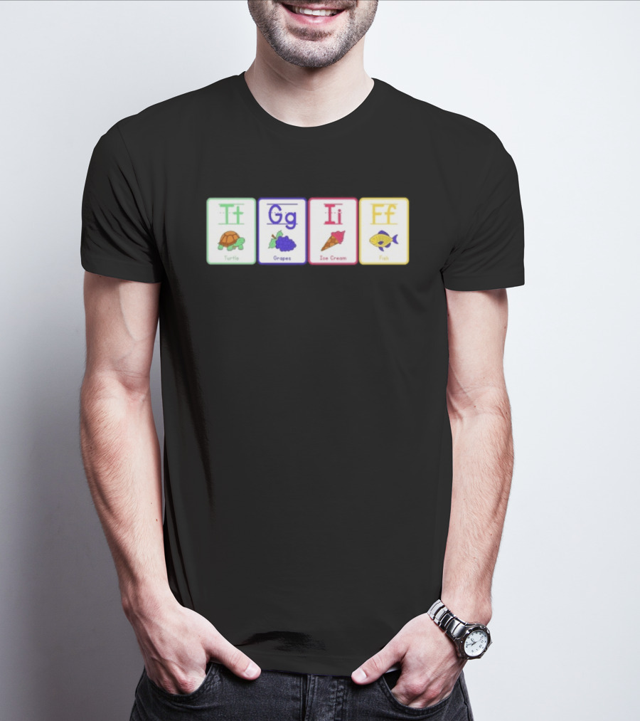 Alphabet Flashcards G I F Turtle Grapes Ice Cream Fish T-Shirt
