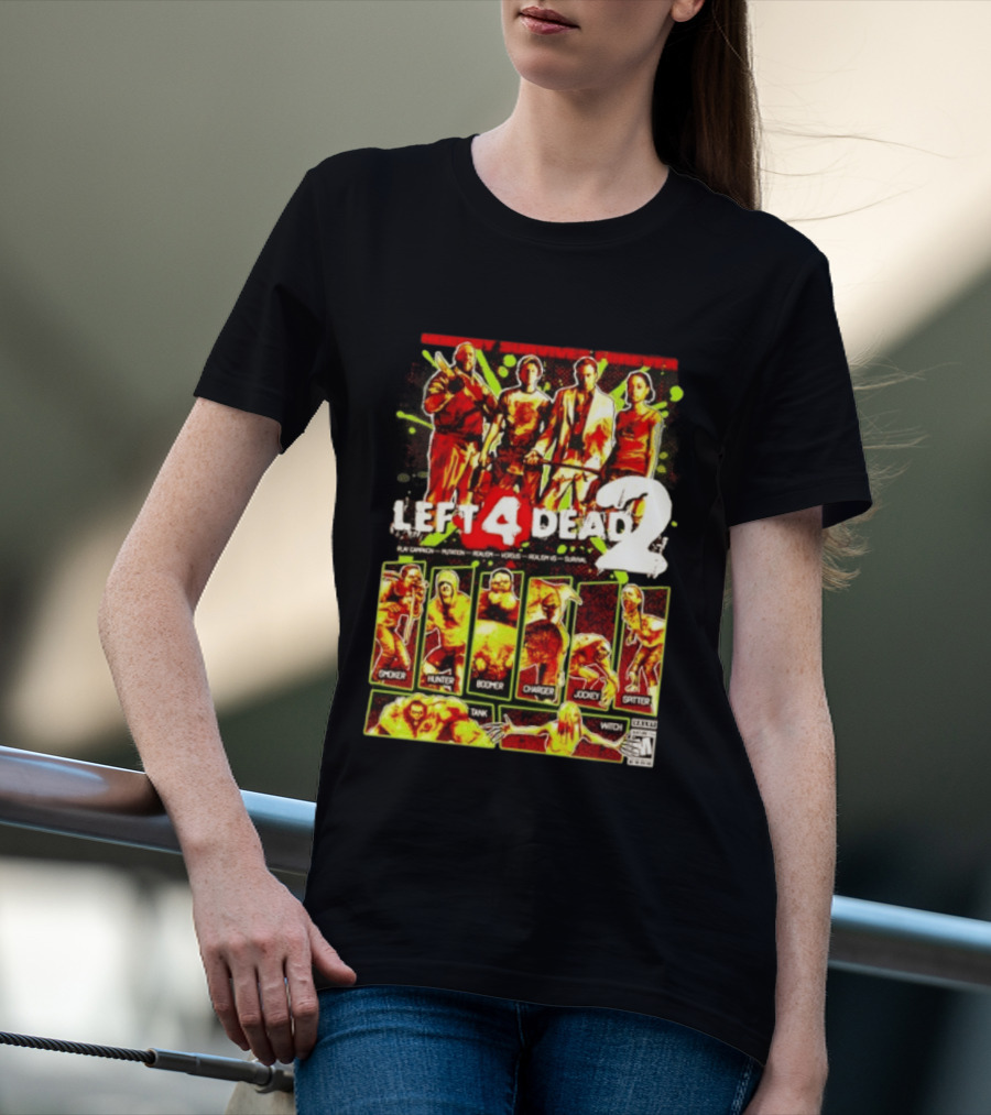 Left 4 Dead 2 Nobody Survives Forever Bill Zoey Francis Louis Hunter Boomer Charger Spitter Tank Witch T-Shirt