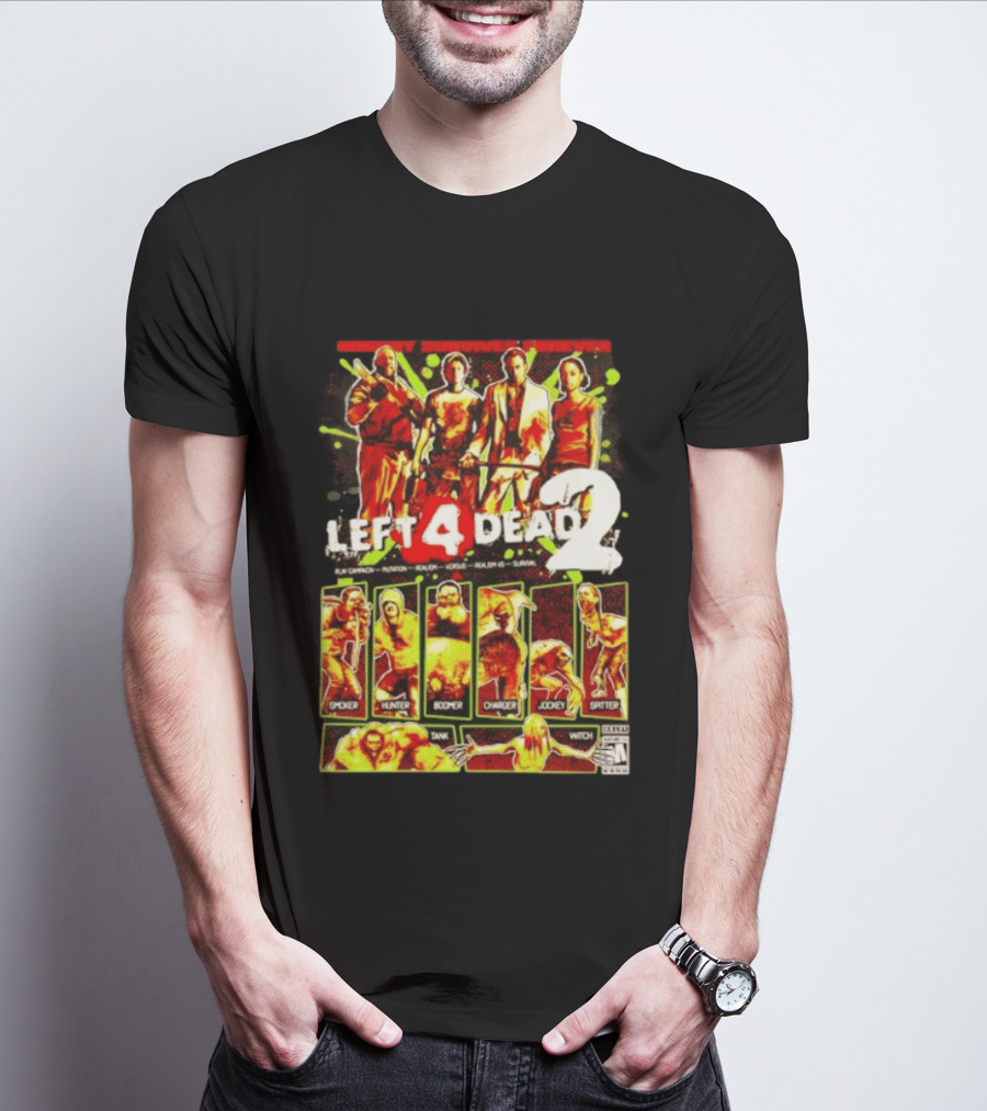 Left 4 Dead 2 Nobody Survives Forever Bill Zoey Francis Louis Hunter Boomer Charger Spitter Tank Witch T-Shirt
