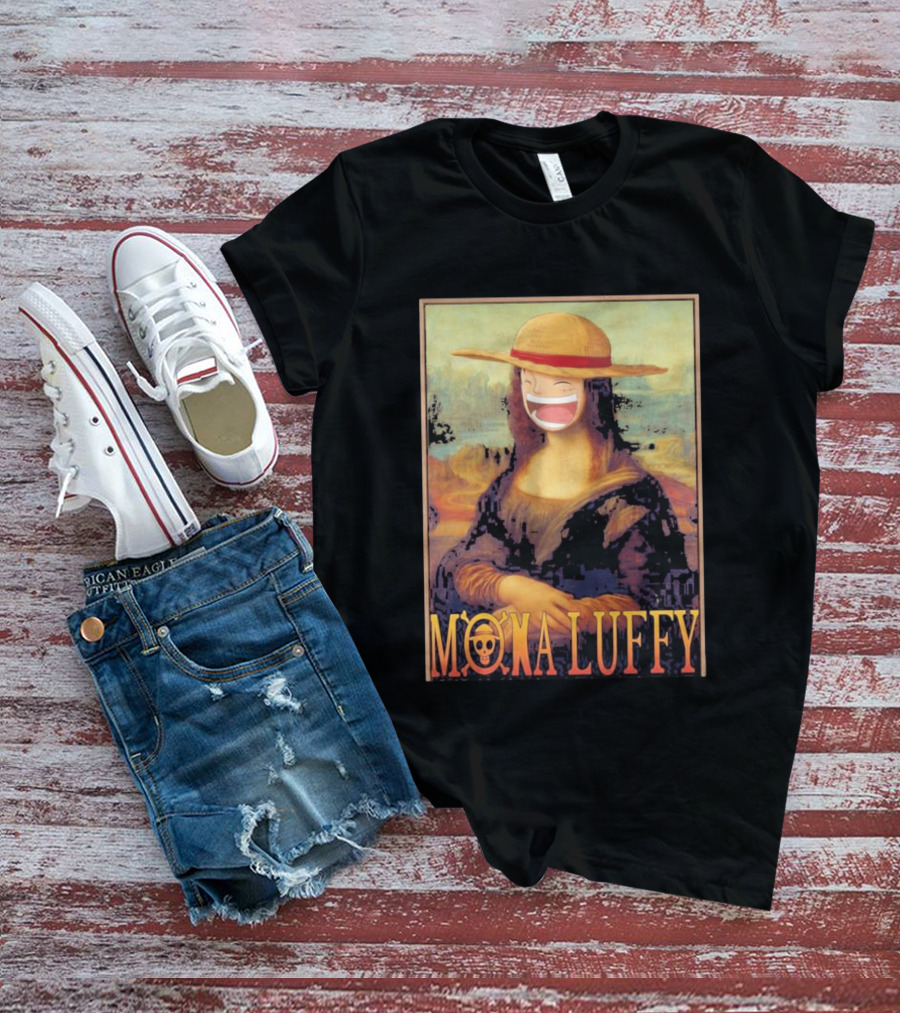 Mona Luffy Anime Mashup Mona Lisa T-Shirt