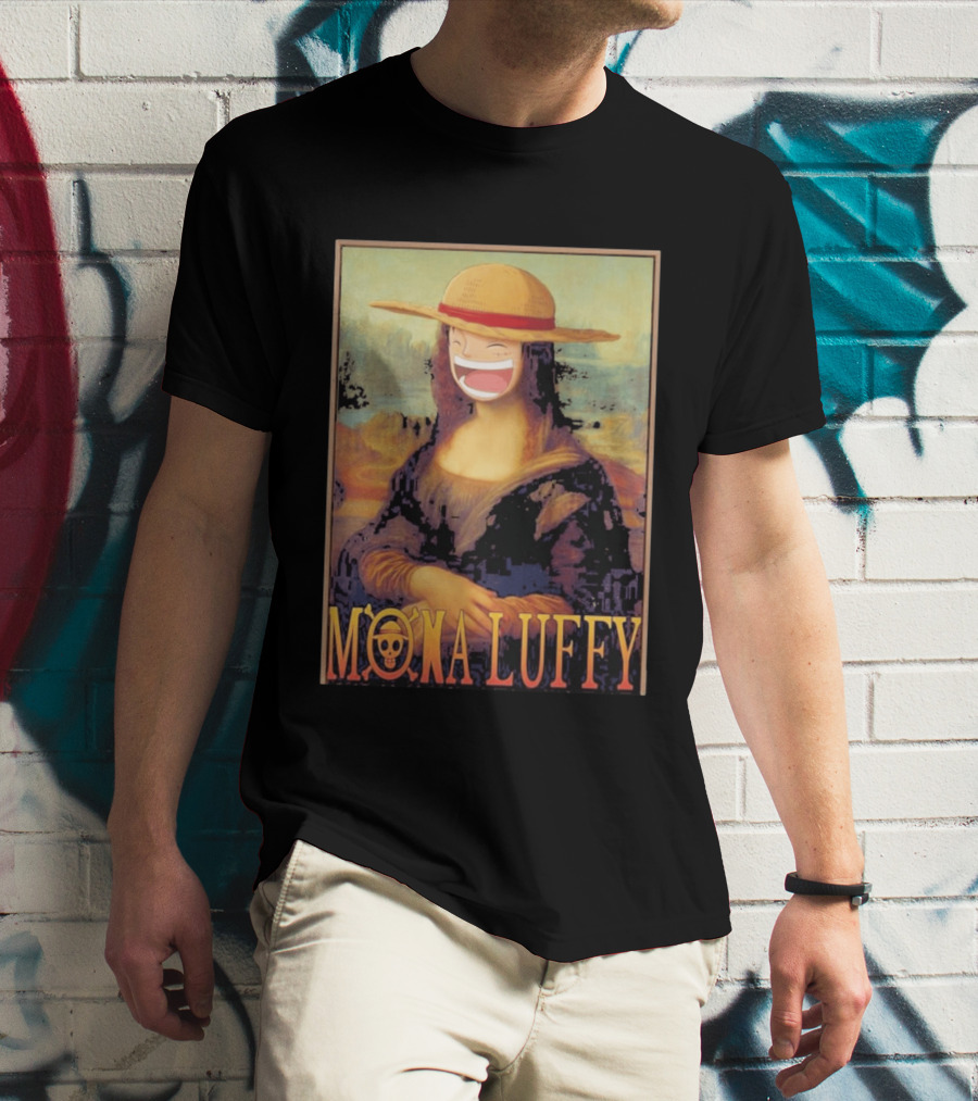 Mona Luffy Anime Mashup Mona Lisa T-Shirt