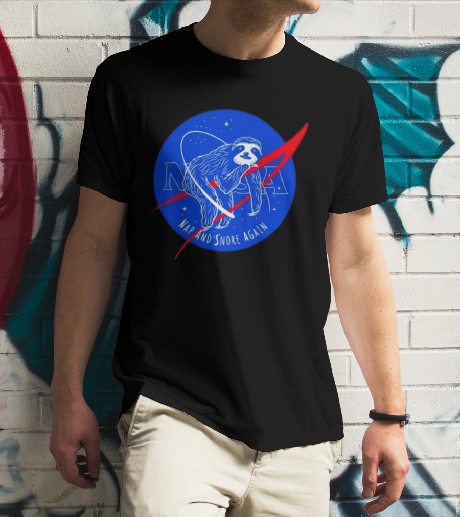 NASA Sloth Nap And Snore Again Space T-Shirt