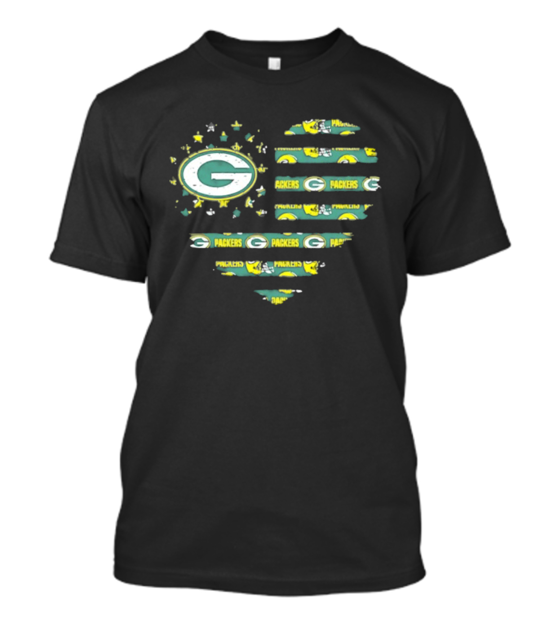 Green Bay Packers 2026 Season American Flag Heart Packers Gamers NFL Football Fans T-Shirt
