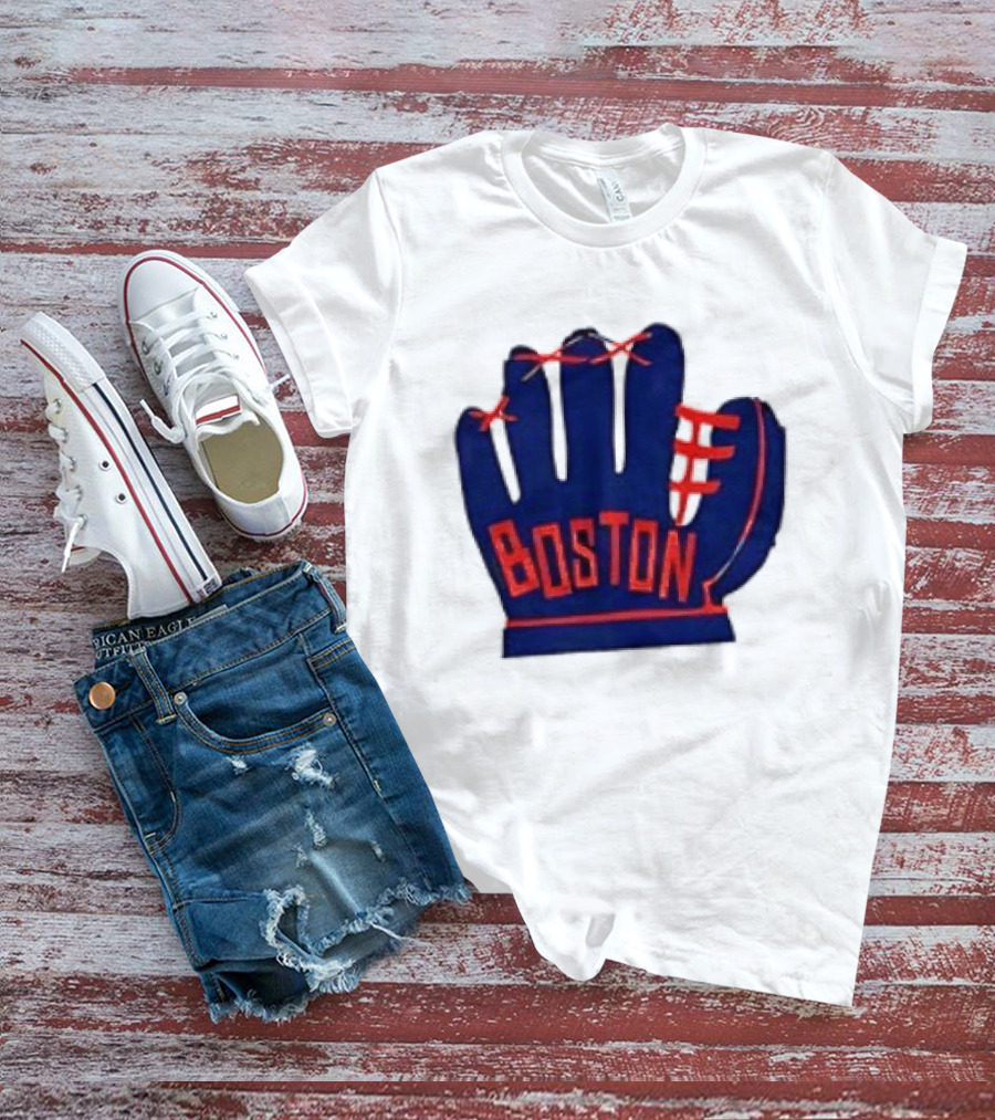 Boston Red Sox MLB Hat And Glove Baseball Club T-Shirt
