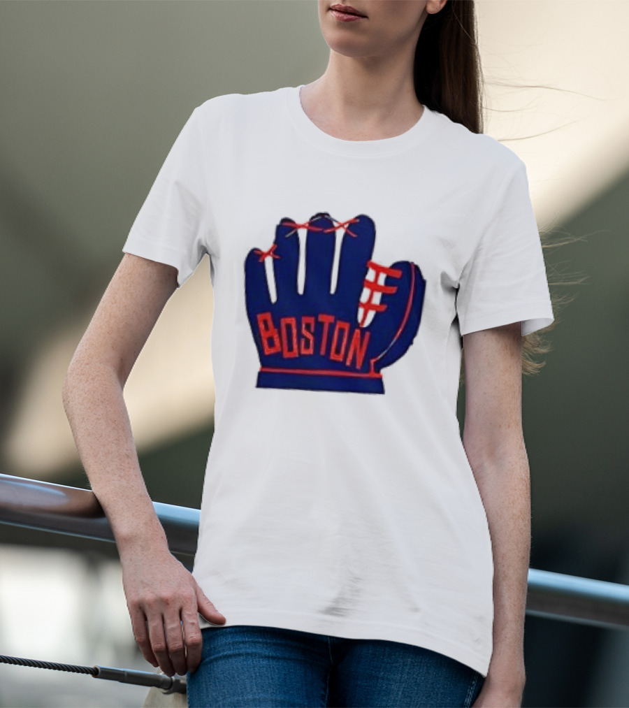 Boston Red Sox MLB Hat And Glove Baseball Club T-Shirt