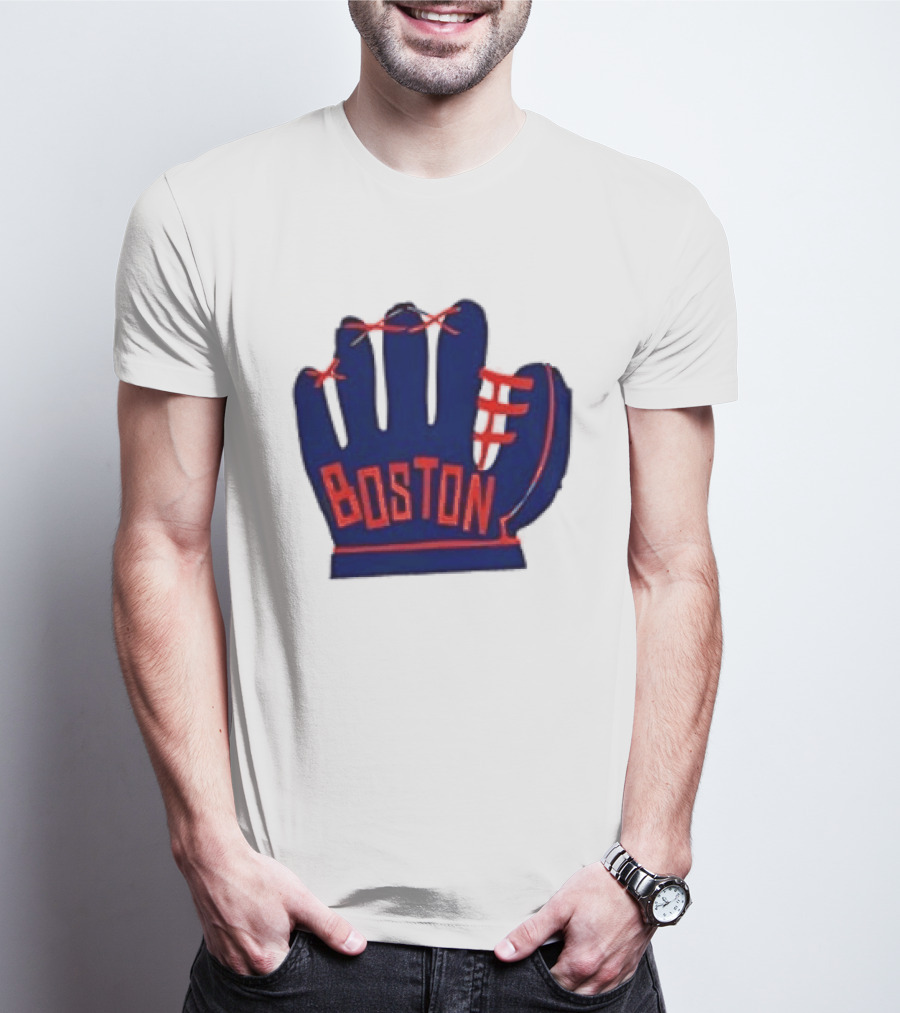 Boston Red Sox MLB Hat And Glove Baseball Club T-Shirt