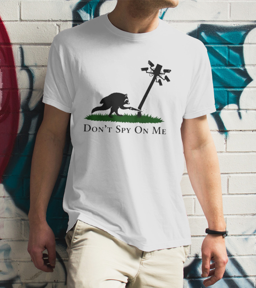 Jimothy Don't Spy On Me Raccoon Cutting Camera Pole T-Shirt