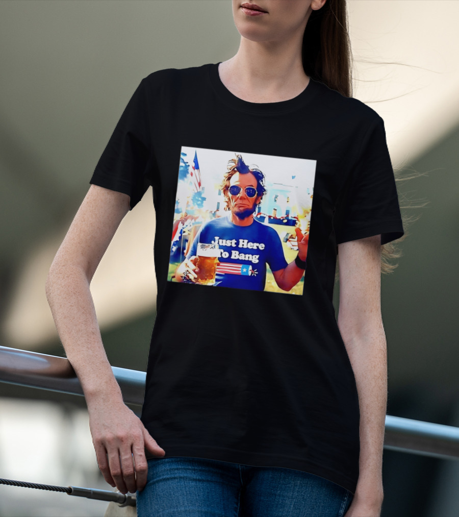 Just Here To Bang Abraham Lincoln 4th Of July Fireworks And Beer T-Shirt