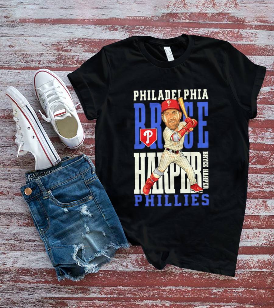 Philadelphia Phillies Bryce Harper Baseball Caricature Clash T-Shirt