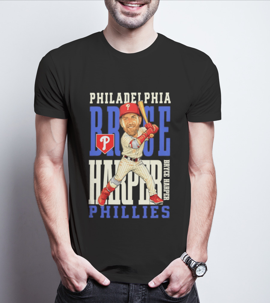 Philadelphia Phillies Bryce Harper Baseball Caricature Clash T-Shirt