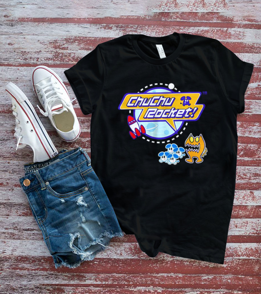ChuChu Rocket Iconic Game Logo With Spaceship And Characters T-Shirt