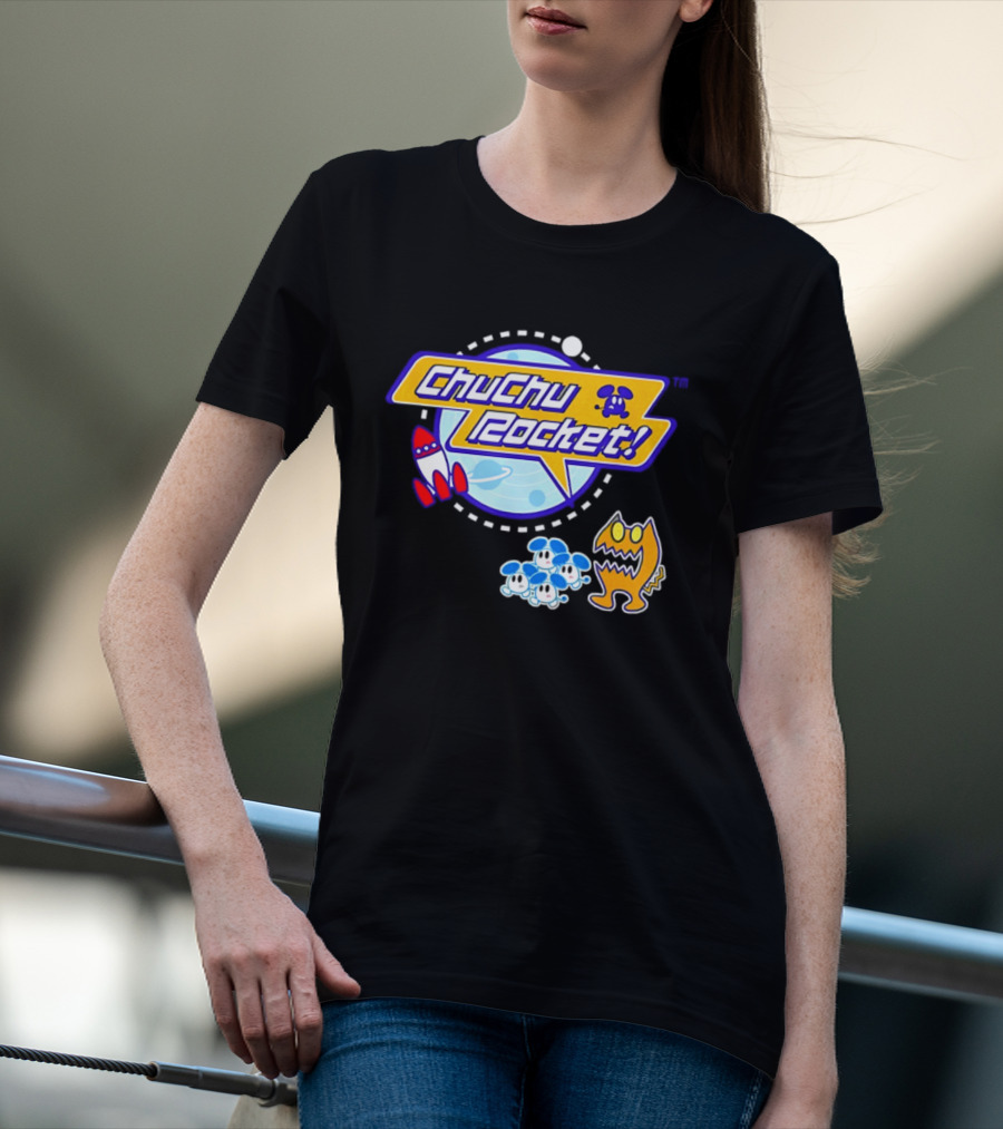 ChuChu Rocket Iconic Game Logo With Spaceship And Characters T-Shirt