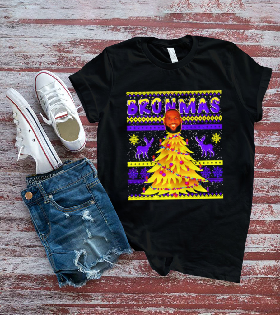 LeBron James Bronmas Christmas Tree Philadelphia 76ers Festive Reindeer T-Shirt