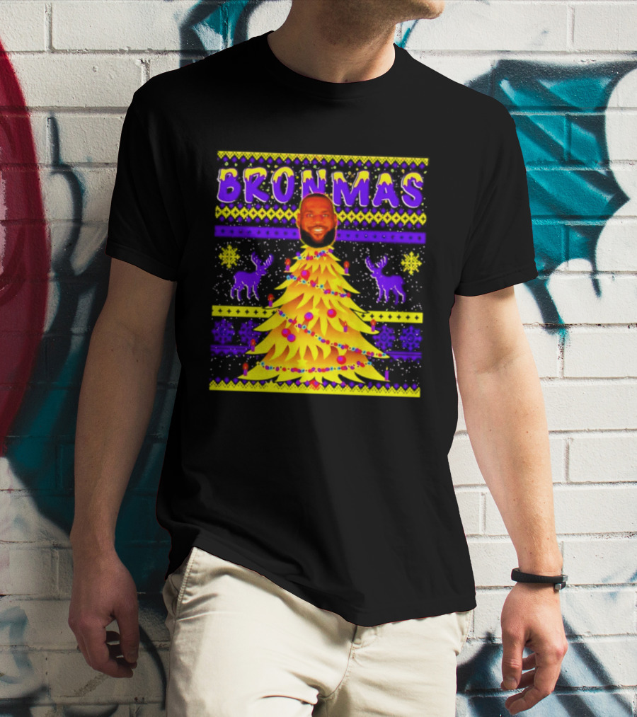 LeBron James Bronmas Christmas Tree Philadelphia 76ers Festive Reindeer T-Shirt