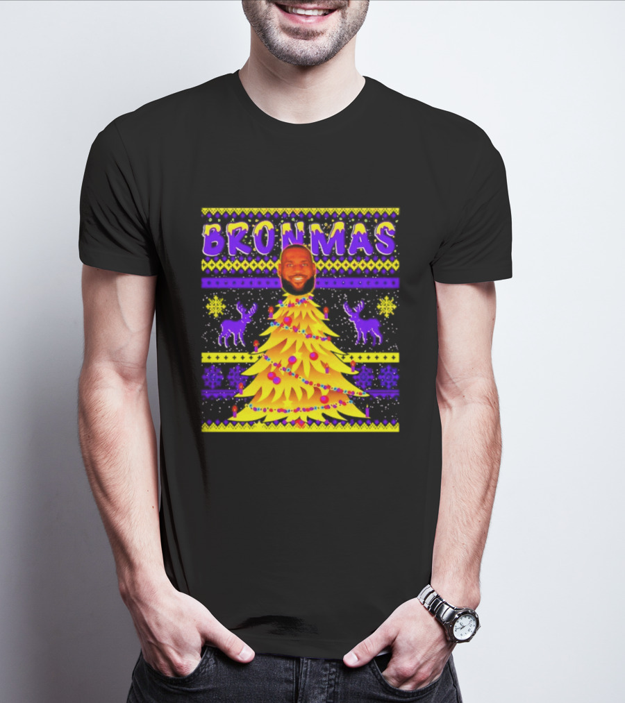 LeBron James Bronmas Christmas Tree Philadelphia 76ers Festive Reindeer T-Shirt