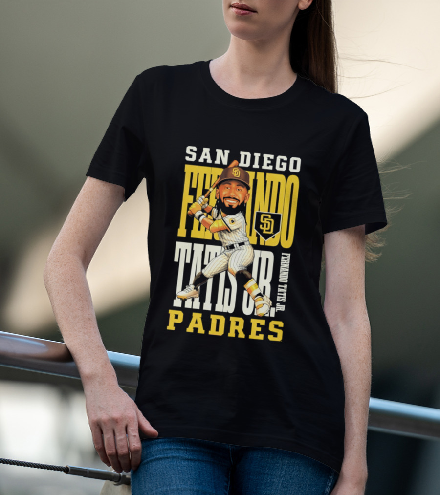 San Diego Padres Fernando Tatis Jr. Baseball Caricature SD Padres T-Shirt