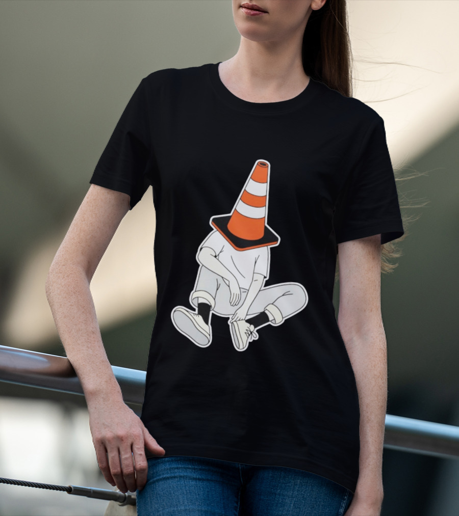 Under Construction Introvert Mode Traffic Cone Head Silent Reflection T-Shirt