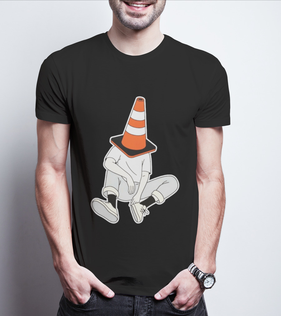 Under Construction Introvert Mode Traffic Cone Head Silent Reflection T-Shirt