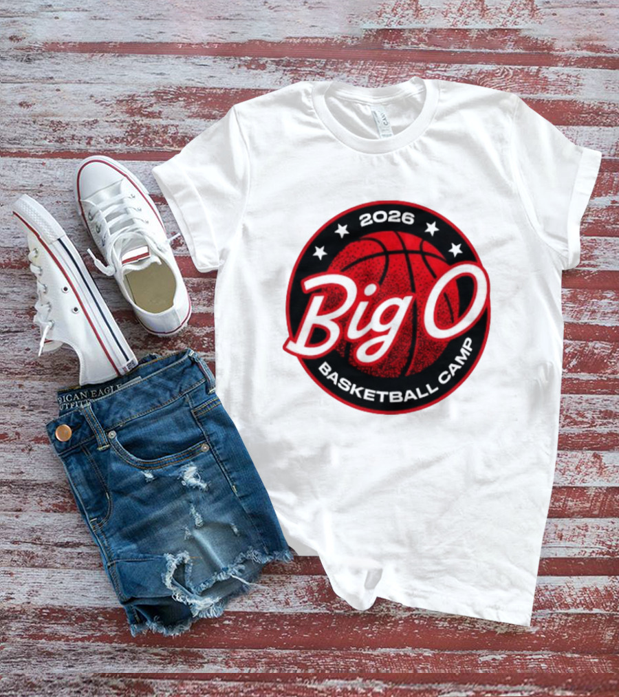 Big O Basketball Camp 2026 Red Basketball Circle Stars T-Shirt