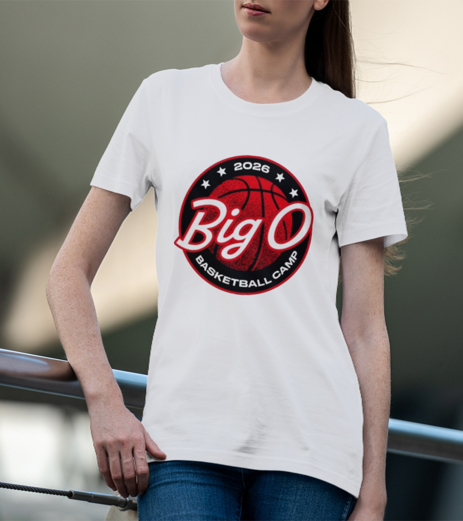 Big O Basketball Camp 2026 Red Basketball Circle Stars T-Shirt