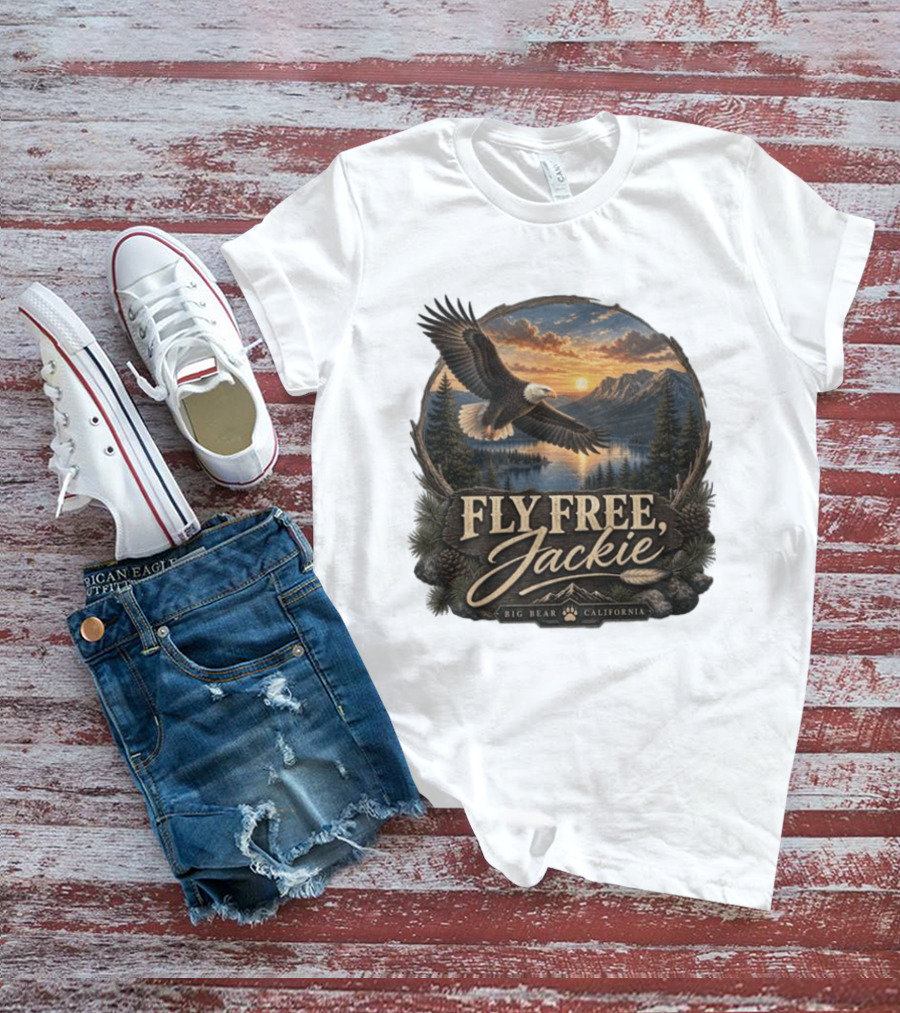 Fly Free Jackie Eagle Soaring Big Bear California Sunset T-Shirt