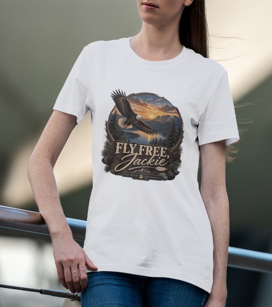 Fly Free Jackie Eagle Soaring Big Bear California Sunset T-Shirt