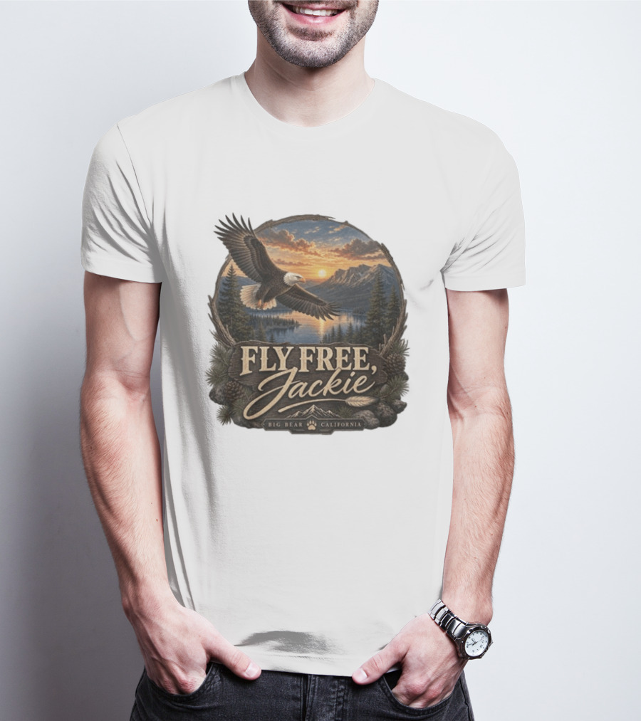 Fly Free Jackie Eagle Soaring Big Bear California Sunset T-Shirt