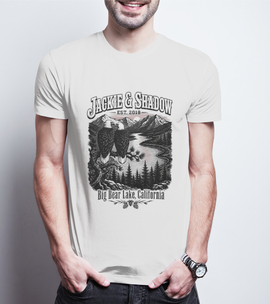 Jackie And Shadow Est 2018 Big Bear Lake California Mountain Scene T-Shirt