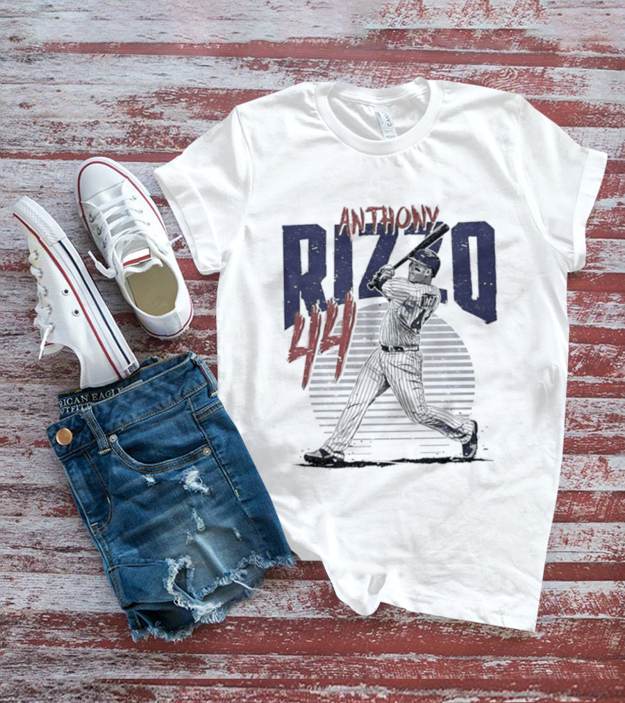 Anthony Rizzo 44 Chicago Cubs Slugger Baseball Swing T-Shirt