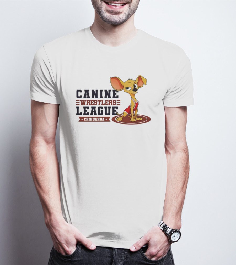 Canine Wrestlers League Chihuahua Wrestler Cartoon T-Shirt