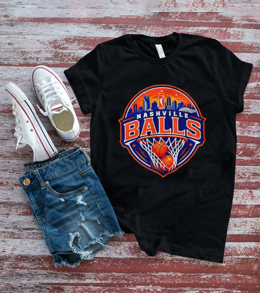 Nashville Balls Basketball Sports Skyline And Net T-Shirt