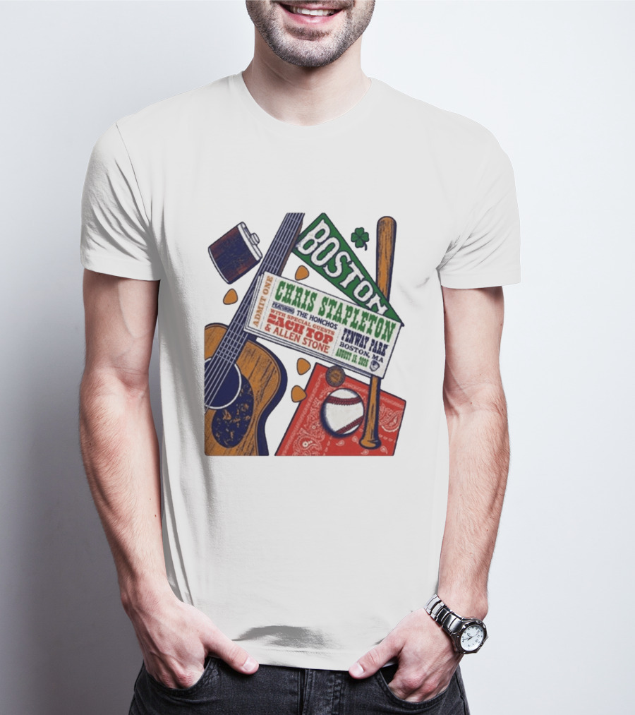 Chris Stapleton Live At Fenway Park Boston August 15 2026 Featuring The Honchos Zach Top Allen Stone T-Shirt
