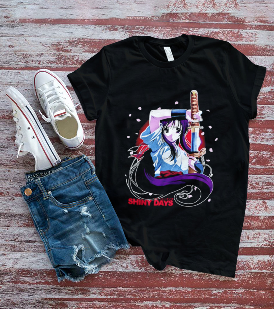 Shiny Days Anime Girl Katana Samurai T-Shirt