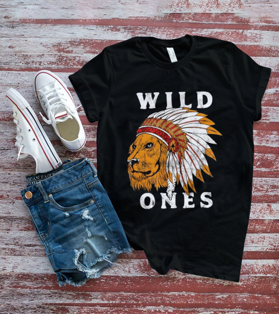 Wild Ones Lion Native American Headdress T-Shirt