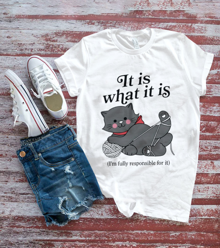 It Is What It Is Playful Cat With Yarn I'm Fully Responsible For It T-Shirt