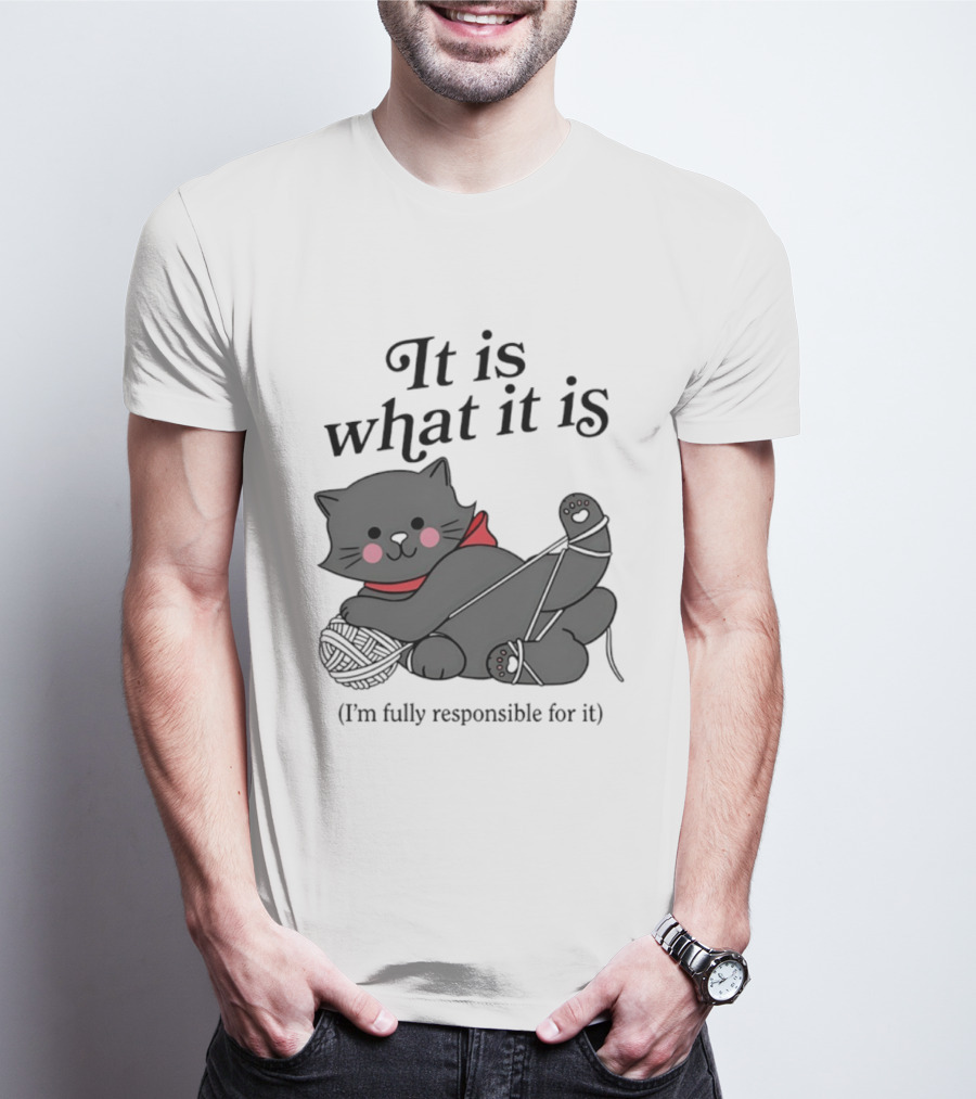 It Is What It Is Playful Cat With Yarn I'm Fully Responsible For It T-Shirt