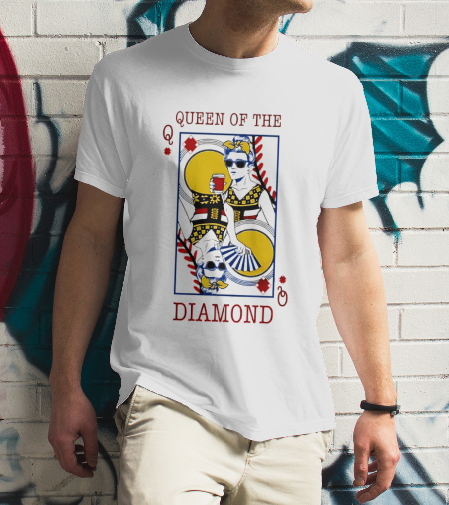 Queen Of The Diamond Playing Card Baseball T-Shirt